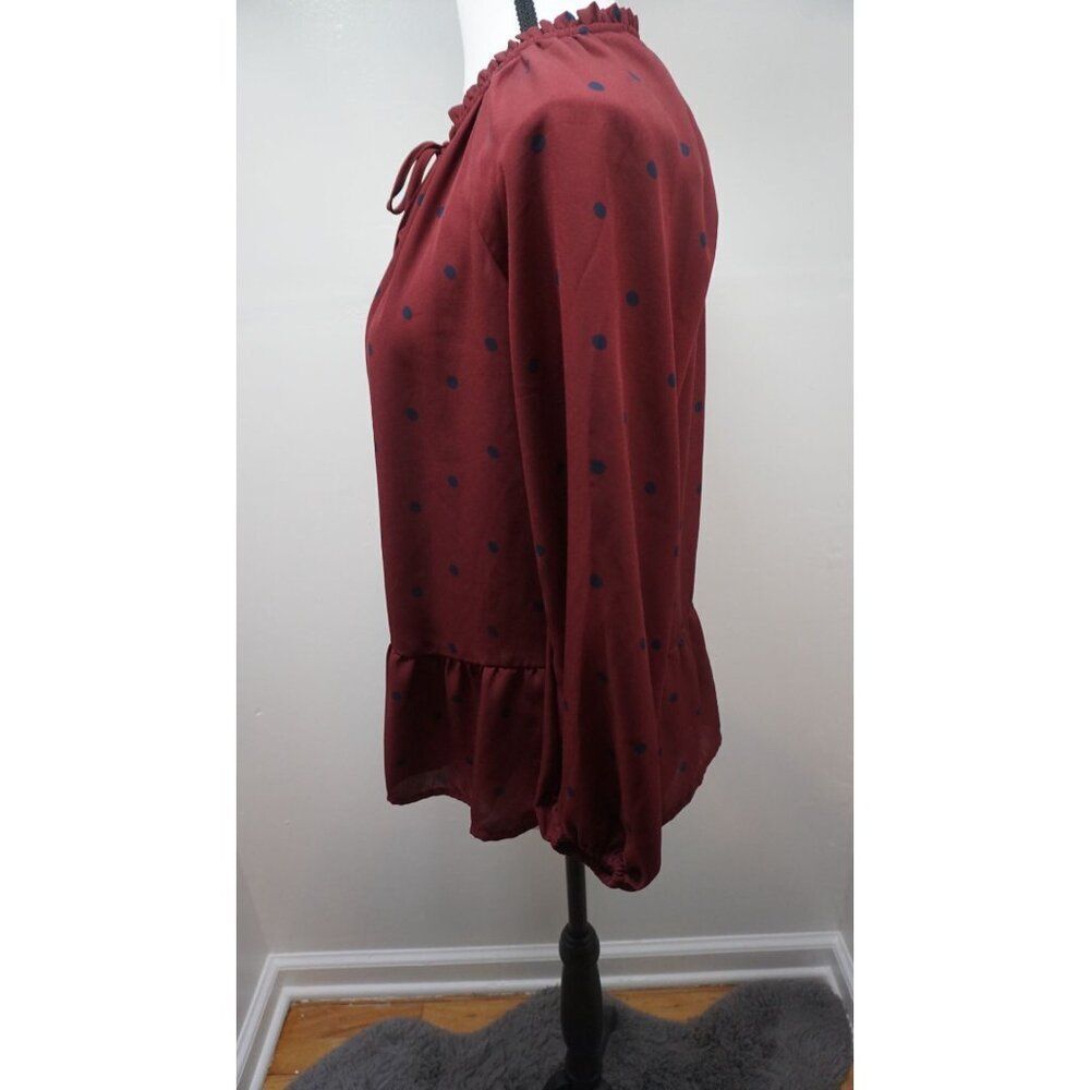 Old Navy Women’s Burgundy Polka Dot Georgette Swing Top - Size S - Picture 6 of 14